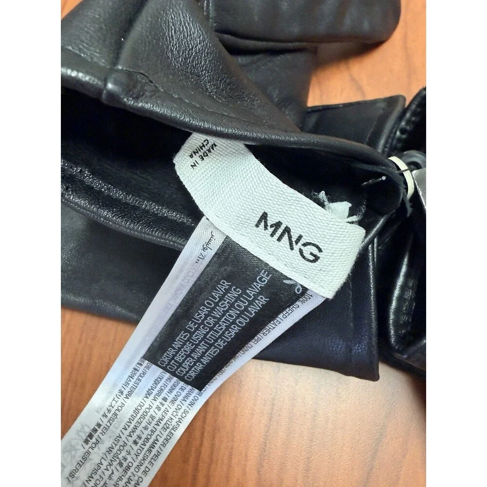 MoDA & Mango Women Black Leather Gloves 2 Pair Lot S S/M NWT Quilted Bow Luxury
